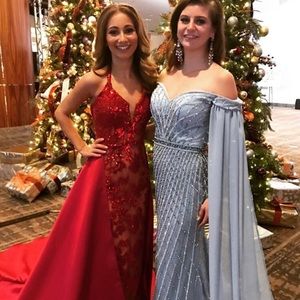 Blue gown with sleeves